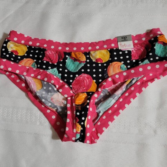 Flirtitude size XS 4 Cupcake Print Nylon/Spandex Cheekini Panty NWT - Picture 1 of 3